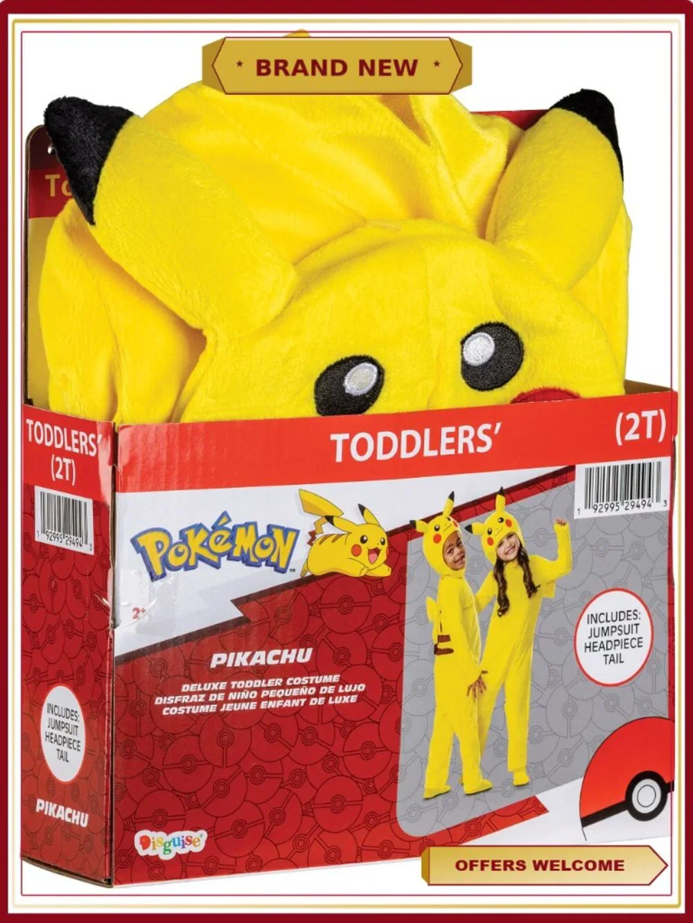 Pikachu Toddler Costume Boys Girls Halloween Jumpsuit 2T